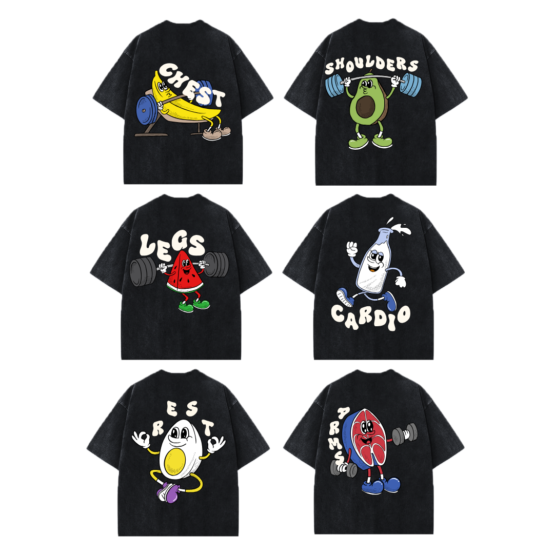 [PO] 'GymToons' Arms Day Oversized Tee