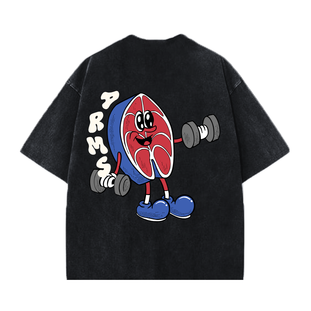 [PO] 'GymToons' Arms Day Oversized Tee